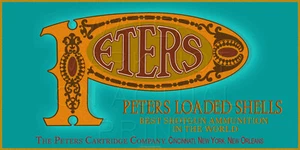 Anuncio de conchas de escopeta Peters reproducidas vintage de 24" X 12" sobre lienzo gráfico  - Imagen 1 de 1