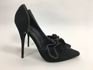 Elizabeth & James borde de cremallera negra Jacky Ruffle tacones 7.5 $325 - Imagen 1 de 5