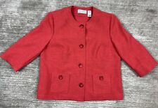 Alfred Dunner Blazer Womens 12P Red 3/4 Sleeve Jacket Polyester