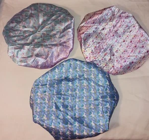 Girls Silk Satin Bonnets Sleeping Caps Lot Of 3 (E) - Picture 1 of 6