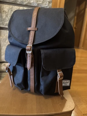 Herschel Supply Co. Backpack Dawson Bag Black Canvas Tan Accents 20.5L Excellent - Image 1 of 4