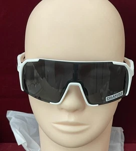 Basebroz Black And White Frame Silver Lens Youth Shield Sunglasses - Picture 1 of 5