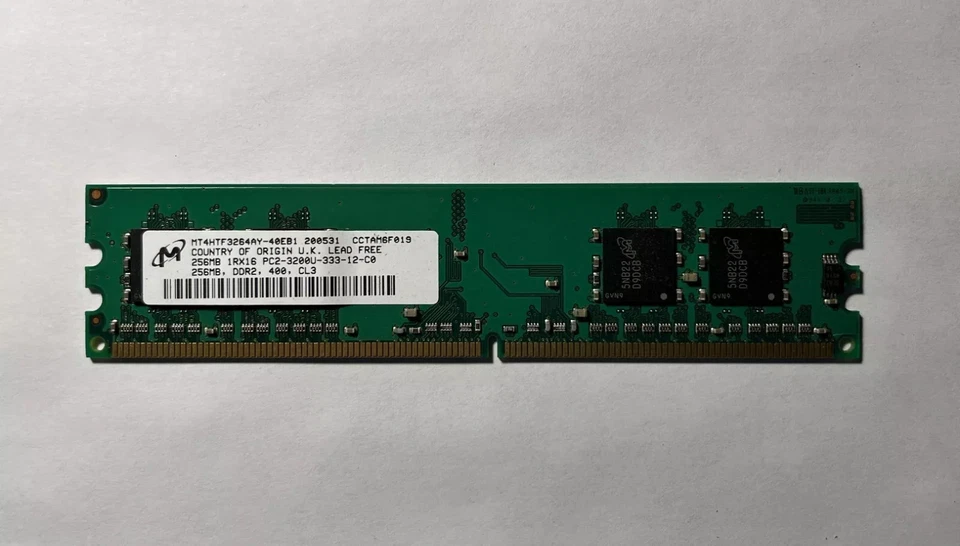 Micron MT4HTF3264AY-40EB1 PC2-3200U-333-12-C0 256MB Memory RAM - Image 1 of 1