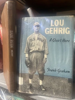Lou Gehrig A Quiet Hero Frank Graham 1942 1st Ed. 22nd pr. DJ + Babe Ruth HC Lot - Image 1 of 4