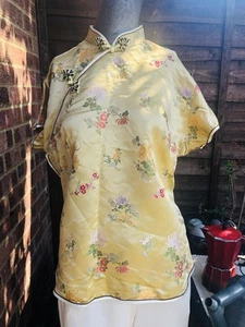 BNWOT Vintage Hong Kong 40s 50 Silk Satin Top Authentic Size 44 Gold Pink Silver - Picture 1 of 20