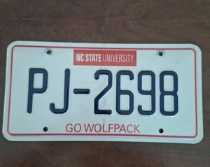 NC State Real Nummernschild PJ-2698 Go Wolfpack - Bild 1 von 5