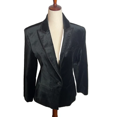 Blazer Alexandra J.Crew para mujer $278 en terciopelo negro talla 2 CF274 Foto 1 de 4