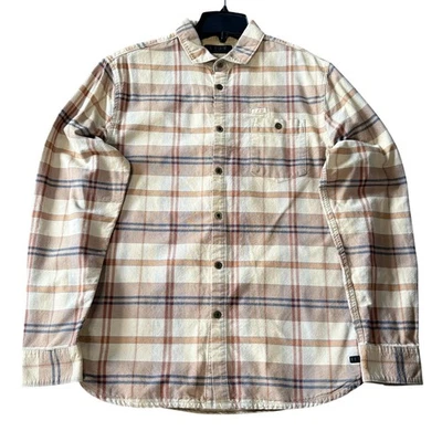 Camisa de franela Kr3w Krew para hombre talla M bronceada a cuadros con botones manga larga invierno Foto 1 de 4