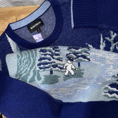 Suéter Bonobos Yeti Or Not BigFoot gola redonda gráfico de mistura de lã médio novo - Imagem 1 de 4
