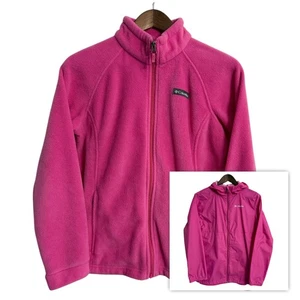 Columbia jackets kids XL 18/20 LOT pink fleece full zip and hooded raincoat girl - Picture 1 of 24