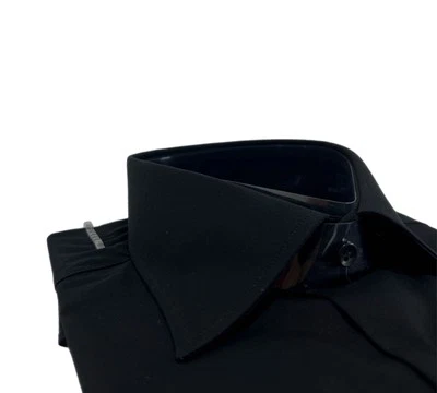 Camicia uomo Bagariny sartoriale cotone popeline nero regular fit Made in Italy - Immagine 1 di 4