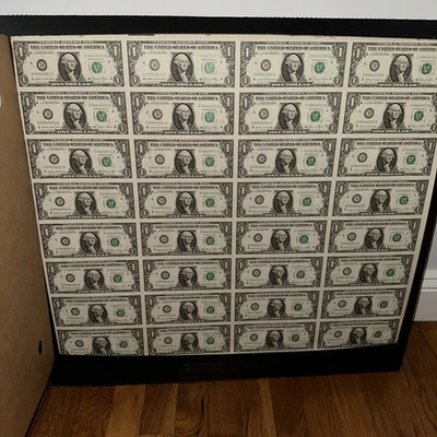 Uncut Currency Sheet of 32 Notes $1 Dollar Bills 1981 Buchanan Regan Boston A - Image 1 of 4
