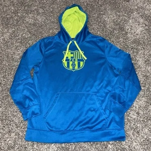 FC Barcelona Official Classic Barca Messi Futbol Blue Green Hoodie Men's Large - Picture 1 of 6