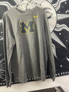 Nike Dri Fit U of M Michigan wolverines Football long sleeve gray t shirt XL - Picture 1 of 4