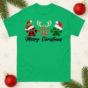 Dog paws funny Christmas T Shirt, Pet lover Tee, Unisex Xmas Fun Festive Top - Picture 1 of 8