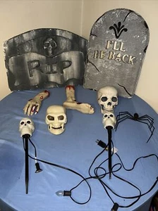 Halloween Tombs And Skulls Bulk Prop Lot Skull Light Up Stakes Decor Bundle Lot - Picture 1 of 18