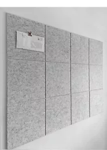 Large Cork Board Alternative - 12 Pack Felt Wall Tiles with Safe Silvergray - Picture 1 of 8
