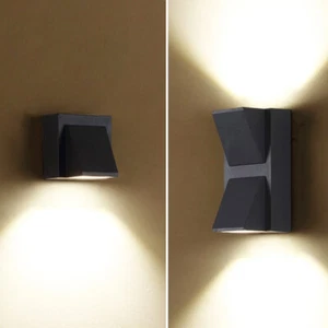 LED Wall Lamp Up Down Outdoor Wall Light K Shape Porch Wall Sconce Light Black - Picture 1 of 9