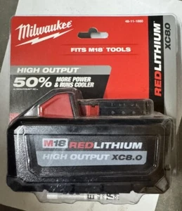 Milwaukee M18 HIGH OUTPUT XC8.0 RED LITHIUM Lithium-Ion Battery 48-11-1880 - Picture 1 of 3
