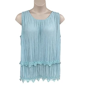 Top túnica para mujer est 1946 Cato talla XL verde aguamarina con ribete de ganchillo sin mangas - Imagen 1 de 11