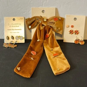 Earrings Game Day Football Helmet Sport Cheer Fall Leaves Pumpkins Tailgate NEW - Picture 1 of 14