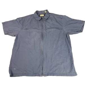 Vintage 90s Bugle Boy Shirt Zip Up Medium Short Sleeve Blue Industrial Pockets - Picture 1 of 11