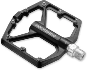 ROCKBROS Bike Pedals MTB Platform Pedals Aluminum 9/16" Sealed Bearing Black - Picture 1 of 7