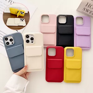 Fr iPhone 15 Pro Max 14 13 12 11 Card Pocket Lychee Pattern PU Leather Slim Case - Picture 1 of 20