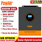 3000w 24v Solar Hybrid Inverter 110vac 80a Mppt Charger Controller For Home Rv 