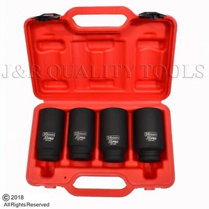 4pc 12 Point 1/2" Drive Deep Spindle Axle Nut Socket Set MM 30mm 32mm 34mm 36mm - Picture 1 of 1