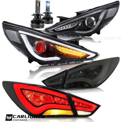 Red Demon Headlights+LED Smoked Tail Lights+Bulbs For Hyundai Sonata 2011-2014 - Image 1 of 4