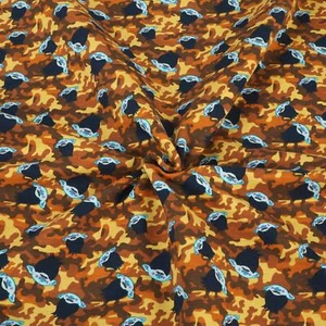 Stoff Trolls Camouflage Braun French Terry Kinder Kleidung Kissen Hosen Pulli - Bild 1 von 9