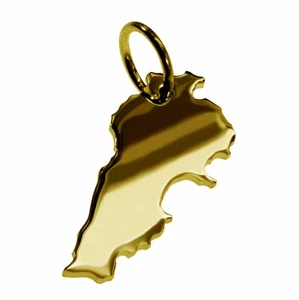 Kettenanhänger in der Form von der Landkarte Libanon in massiv 333 Gelbgold - Bild 1 von 2