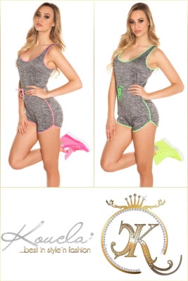 Jumpsuit Gymnastikanzug Sport Damen Trendy KouCla Workout Playsuit S M L- 19575 - Bild 1 von 3