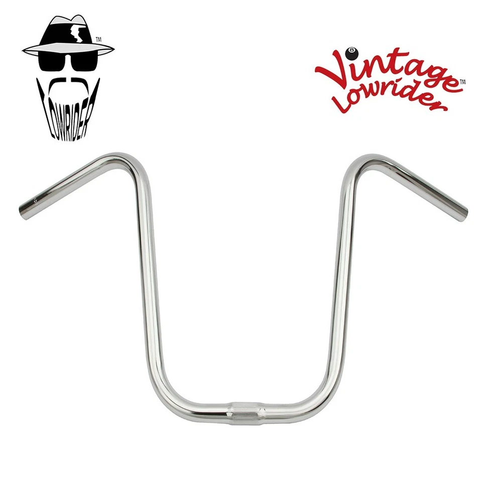 VINTAGE LOWRIDER 13" RISE CLASSIC U HANDLEBAR 25.4MM STEEL CHROME.