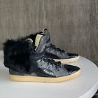 Alexander McQueen x Puma Grey/Blk Leather Mid Sneakers w/Fur Attachment Sz 6 & 7
