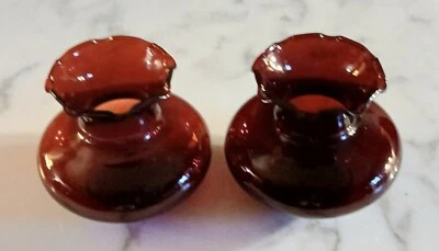 Vintage Anchor Hocking #R3302 Royal Ruby Red Pattern Set Of 2 Pansy Vases - Image 1 of 4