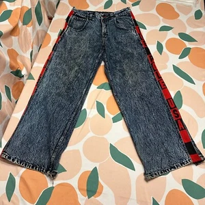 Ice Pole Baggy Wide Leg Logo Jeans Men's 32X30 (33X30) Acid Wash Embroidered IP - Picture 1 of 19