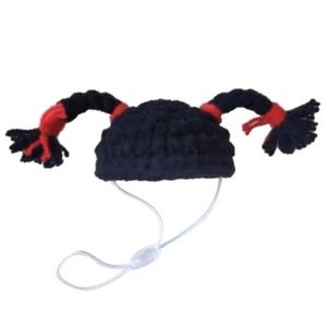 Small Pet Knit Hat Fun Costume Accessory Bird Hats with Upright Braids Decor - Zdjęcie 1 z 8