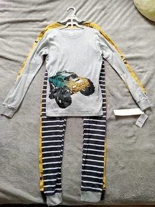 Carter's Boys 4-piece Long-sleeve 100% Cotton Pajama Set Trucks Cars Size 14 - Picture 1 of 9
