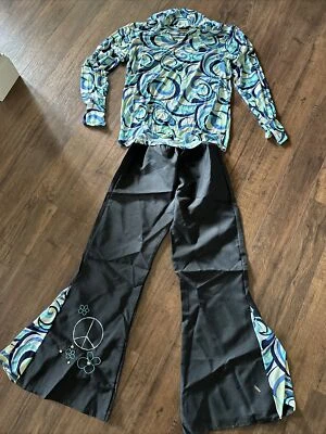 60s Costume Men’s Shirt Pants  Adult Swinger Halloween Fancy Dress OS - Image 1 of 4
