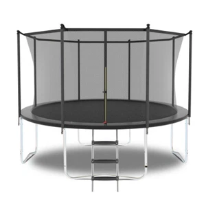 8FT Trampoline with Safety Enclosure Net, Outdoor Trampoline with Duty Jumping - Picture 1 of 11