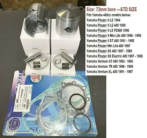 1991-96 97 98 99 Yamaha 485 Phazer II_LE_SS_Mtn Lite/Venture Pistons/Gaskets KIT - Picture 1 of 3