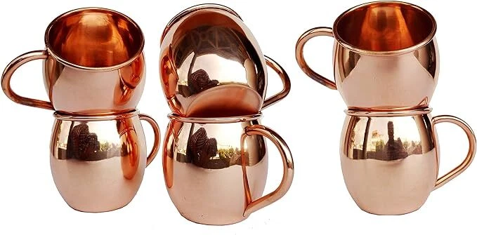 Pure Copper Plain Moscow Mule Cocktail, Beer Mug - 16 oz With Copper Handle Cup