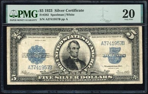 1923 $5 Five Dollar Porthole Silver Certificate Note Fr#282 PMG VF 20 - Picture 1 of 2