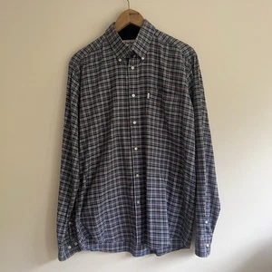 Barbour Bisley Men’s Shirt Medium Regular Fit Blue Check Long Sleeve Cotton - Picture 1 of 17