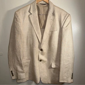 Tasso Elba Mens Blazer Sport Coat Two Button Casual Jacket XL Linen Silk 45-47 - Picture 1 of 13