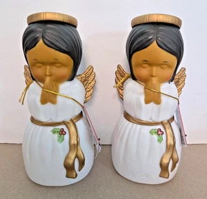 Set 2 Holiday Time braune Haare betender Engel Weihnachten beleuchtet 11" Blasform - Bild 1 von 3