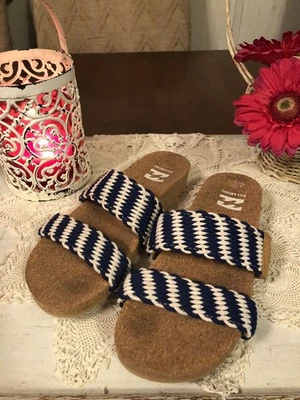 Sandalias de playa Billabong Slides para mujer 7 Pacific verano azul a rayas usadas China Foto 1 de 4