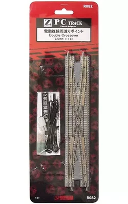 Z Scale 1/220 Rokuhan PC Electric Double Crossover Track Gray Sleeper R082 Japan - Image 1 of 2